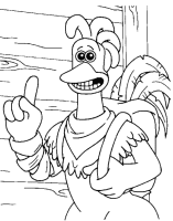 A coloring page of chicken run